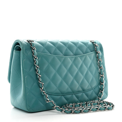 Chanel Lambskin Quilted Jumbo Double Flap Turquoise 3 of 14