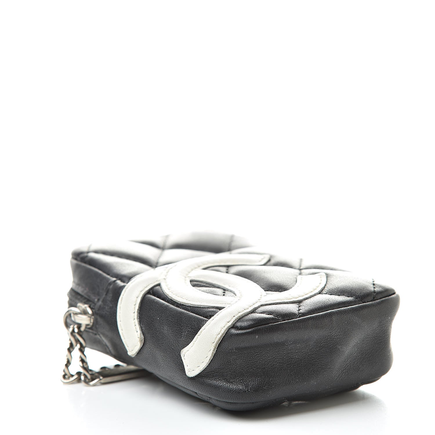 Chanel Calfskin Quilted Cambon Cigarette Case Holder Black White 4 of 11
