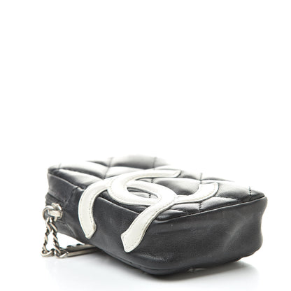 Chanel Calfskin Quilted Cambon Cigarette Case Holder Black White 4 of 11