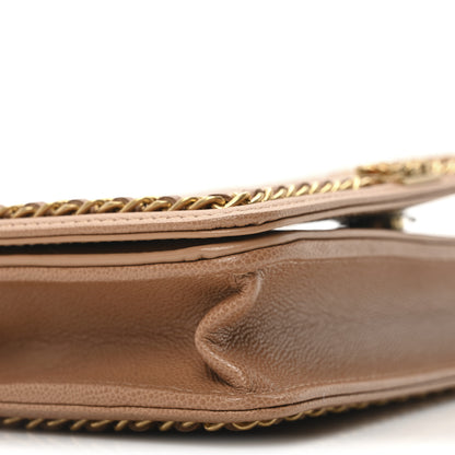 Chanel Caviar Quilted Chain Around Boy Wallet On Chain WOC Beige 9 of 11