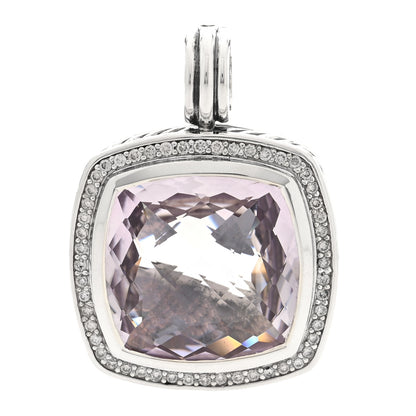 David Yurman Sterling Silver Diamond Amethyst 20mm Albion Enhancer Pendant 1 of 3