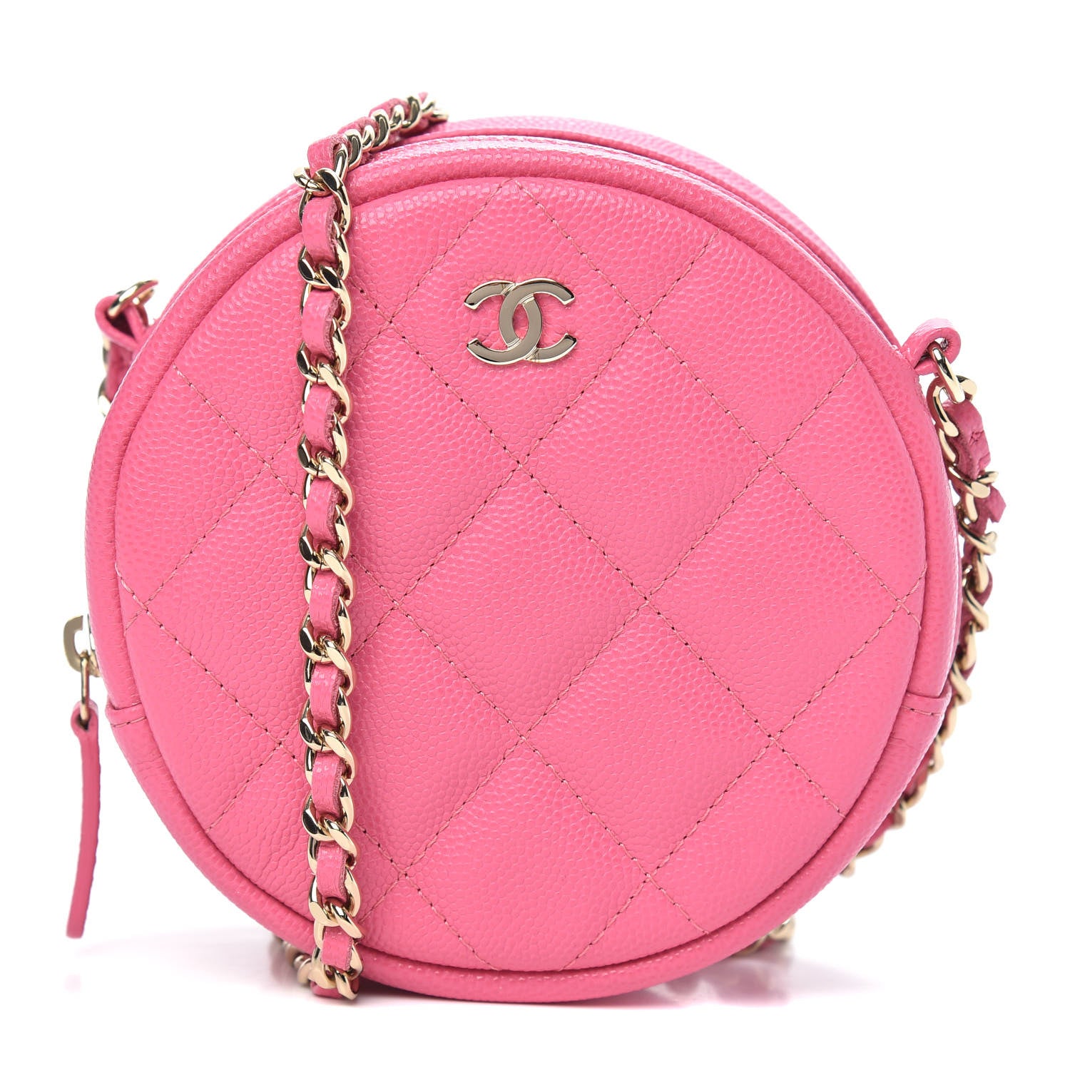 Chanel Caviar Quilted Round Clutch With Chain Pink 1 of 10