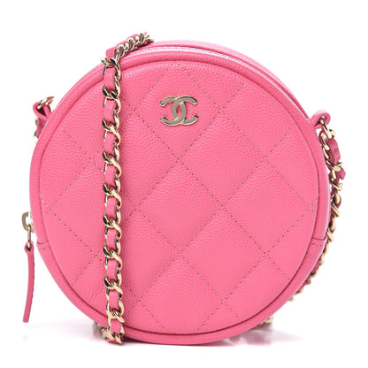 Chanel Caviar Quilted Round Clutch With Chain Pink 1 of 10