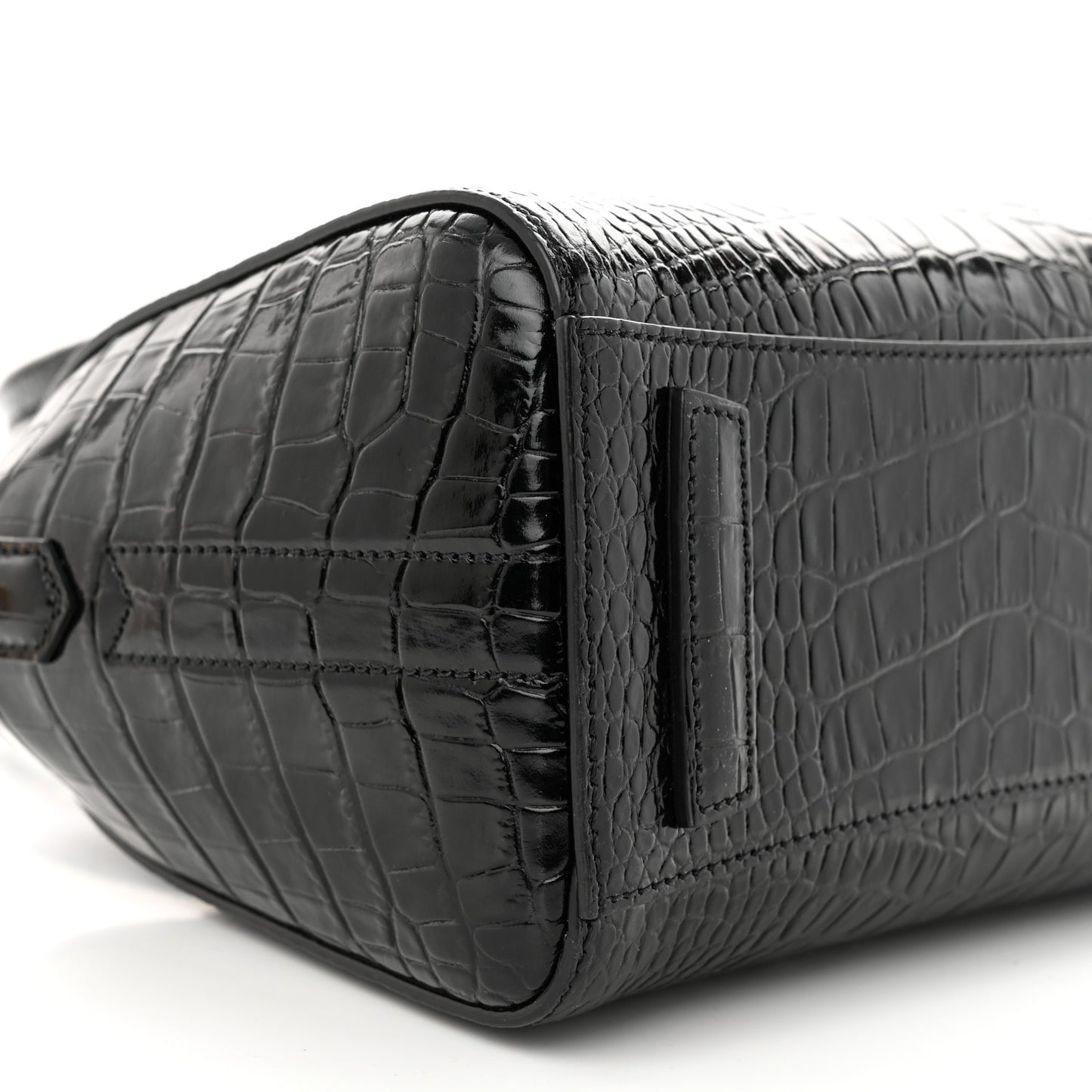 Calfskin Crocodile Embossed Mini Antigona Black