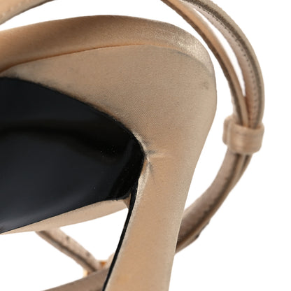 Saint Laurent Calfskin Satin Crystal Gippy 110 Sandals 41 Soft Nude 10 of 15