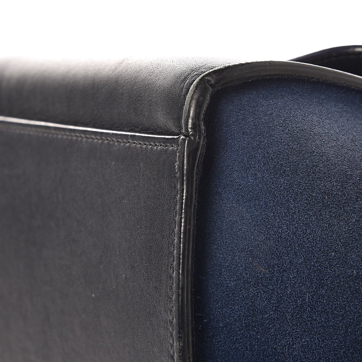 Smooth Calfskin Suede Small Tri-color Trapeze Cobalt