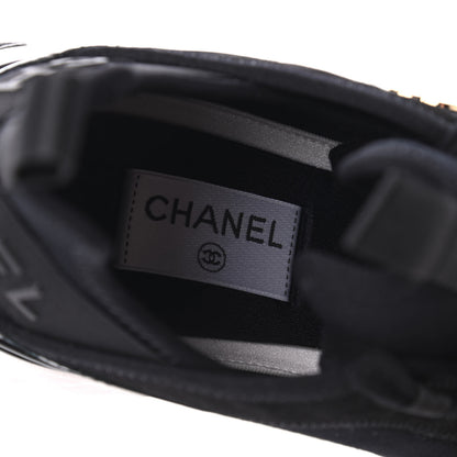 Chanel Velvet Calfskin Mixed Fibers CC Sneakers 41 Black 6 of 9