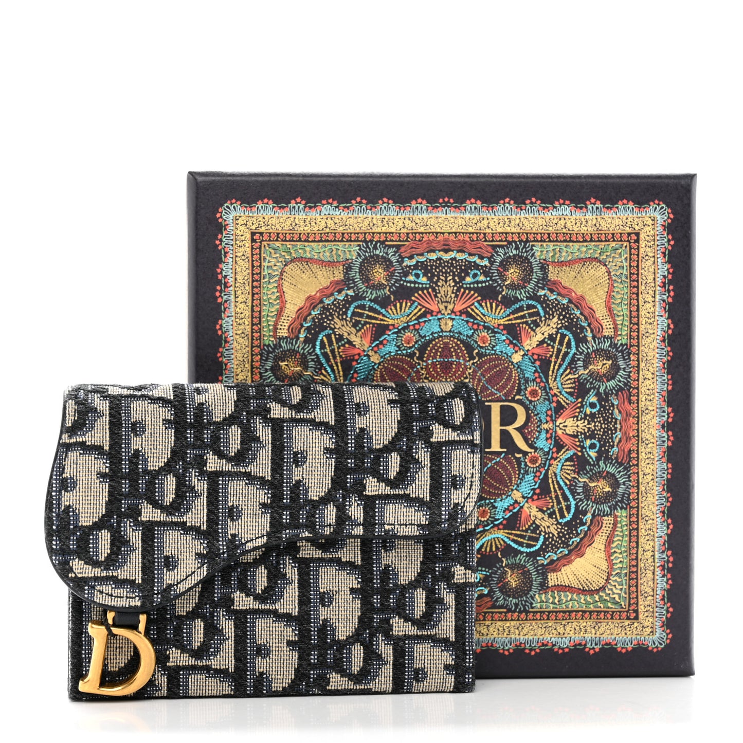 Oblique Saddle Card Holder Blue
