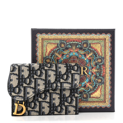 Christian Dior Oblique Saddle Card Holder Blue 8 of 8