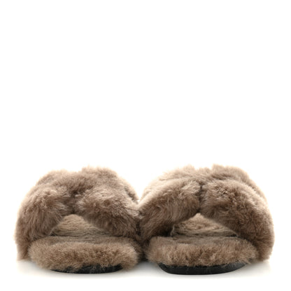 Hermes Woolskin Oran Sandals 39 Etoupe 3 of 8