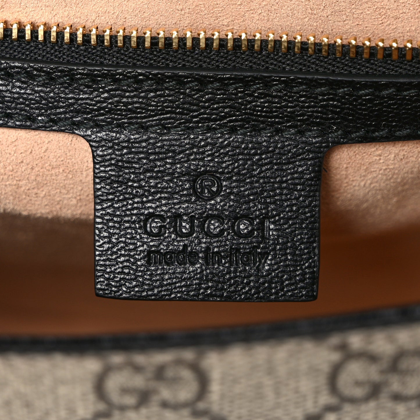 GG Supreme Monogram Calfskin Small Padlock Messenger Shoulder Bag Beige Black Cuir