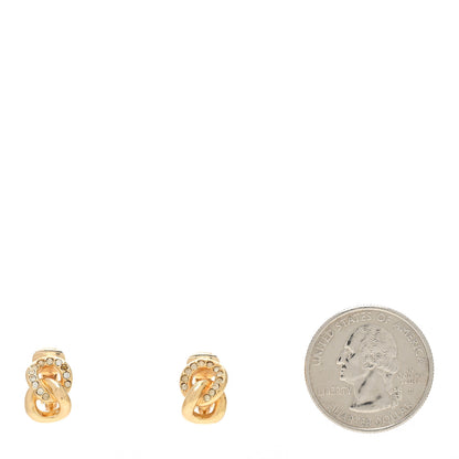 Christian Dior Crystal Infinity Logo Clip On Earrings Gold 2 of 5