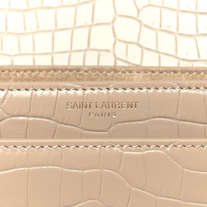Saint Laurent Calfskin Crocodile Embossed Medium Monogram Sunset Dark Beige 6 of 9