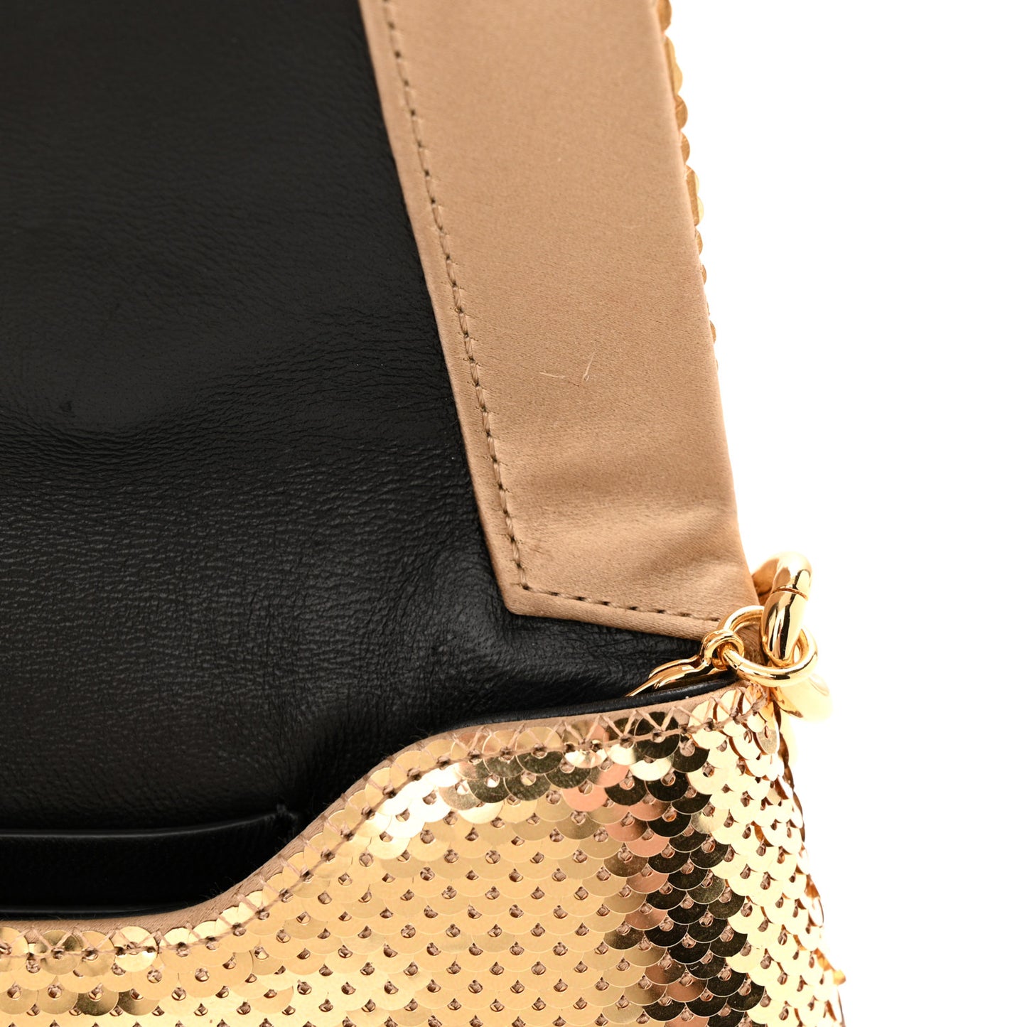 Sequin Mini Label Shoulder Bag Gold