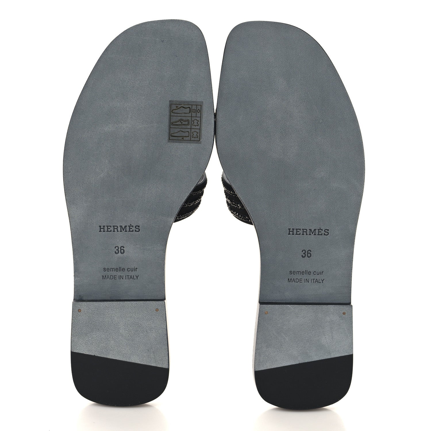 Hermes Suede Goatskin Crystal Oran Sandals 36 Black 6 of 10