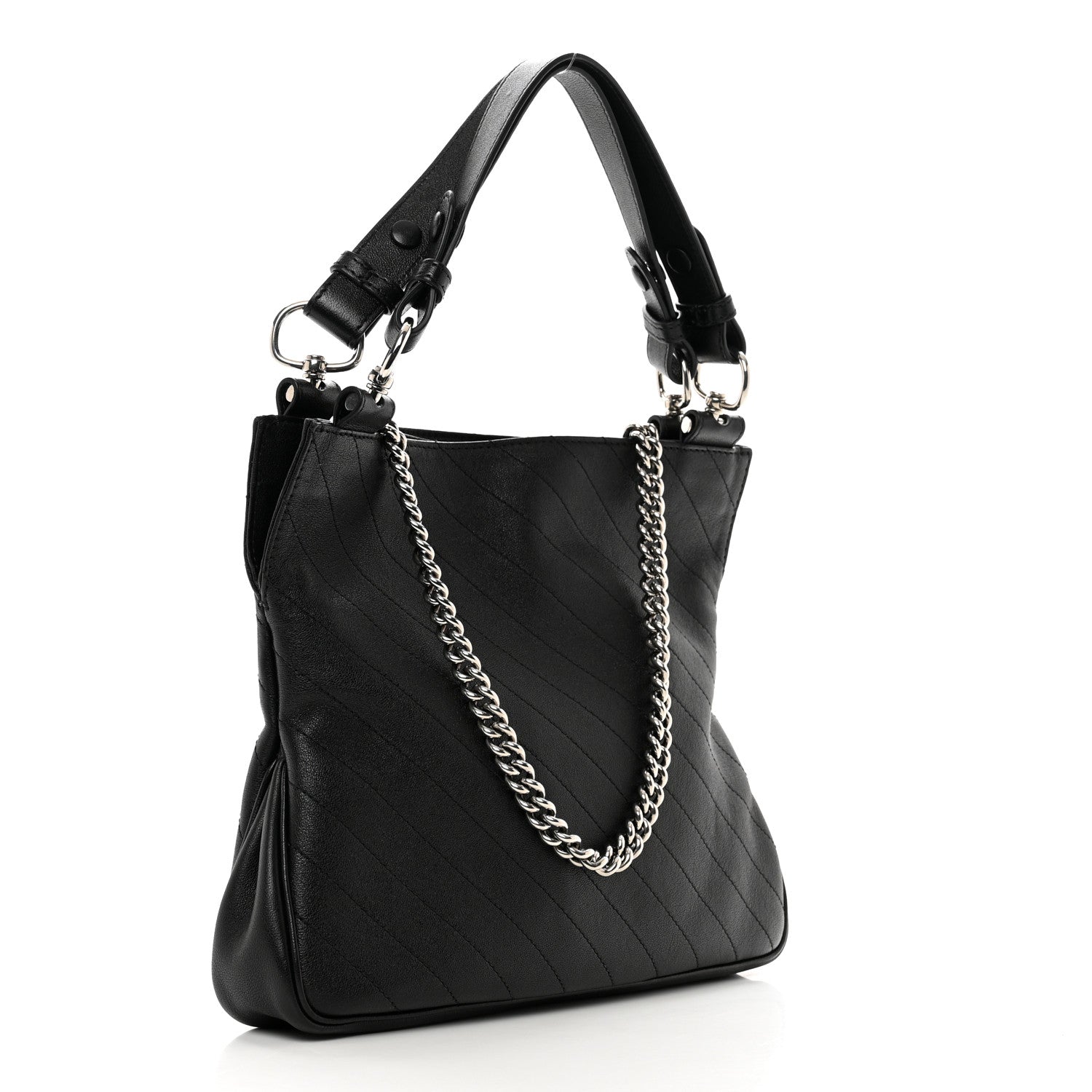 Gucci Sakai Be Green Calfskin Diagonal Stitched Small Blondie Tote Black 3 of 8