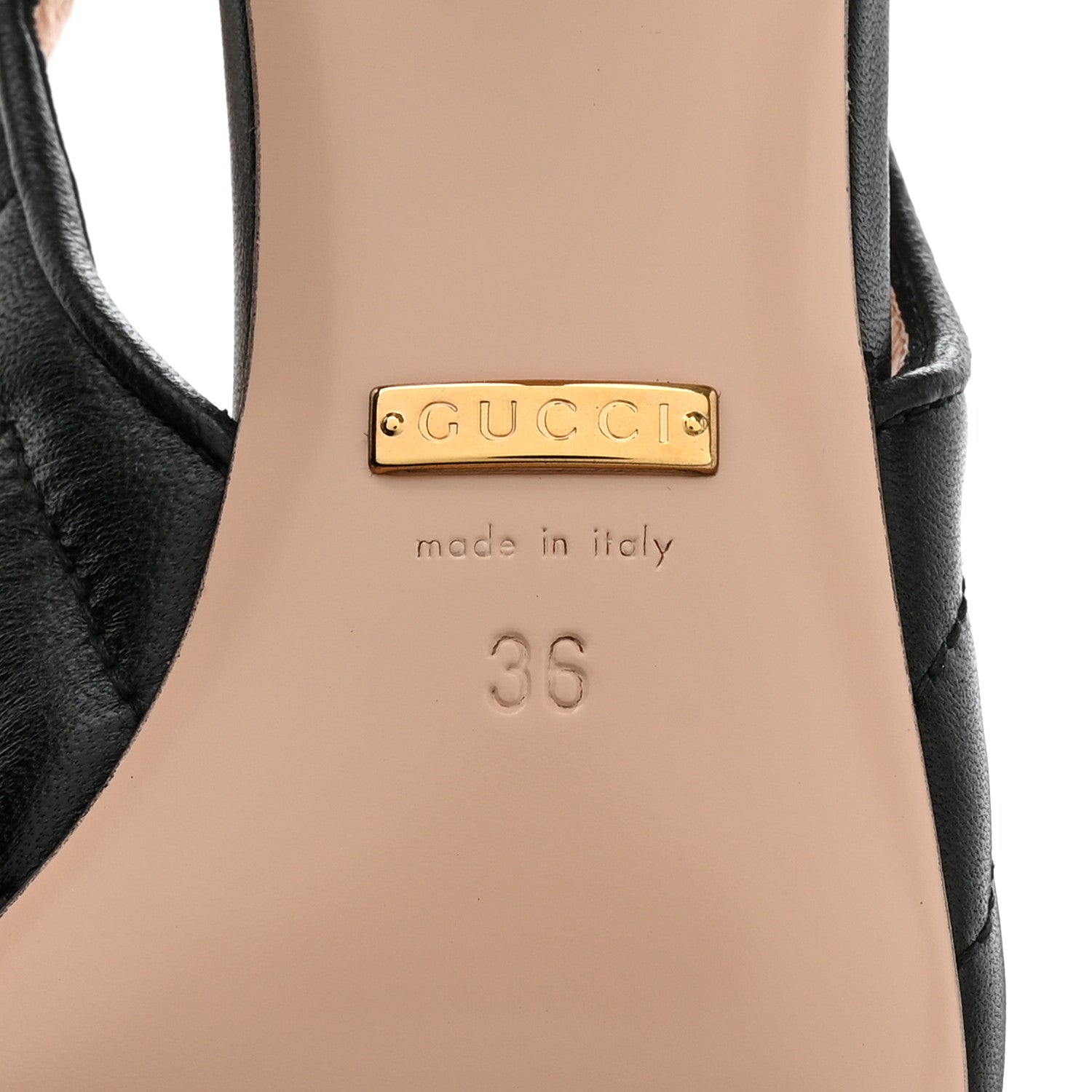Gucci Nappa Charlotte Chevron Matelasse Double G 75mm Slingback Pumps 36 Black 6 of 14