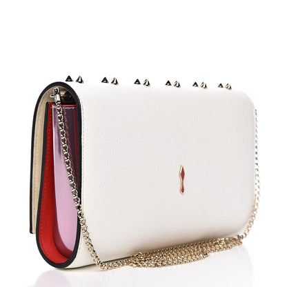 Christian Louboutin Grained Calfskin Spikes Loubinthesky Paloma Wallet On Chain White 3 of 11