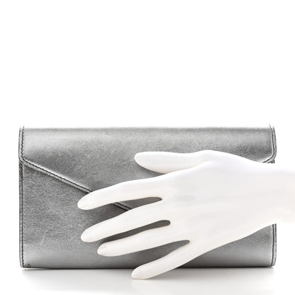 Saint Laurent Metallic Calfskin Y-Mail Clutch Silver 2 of 22