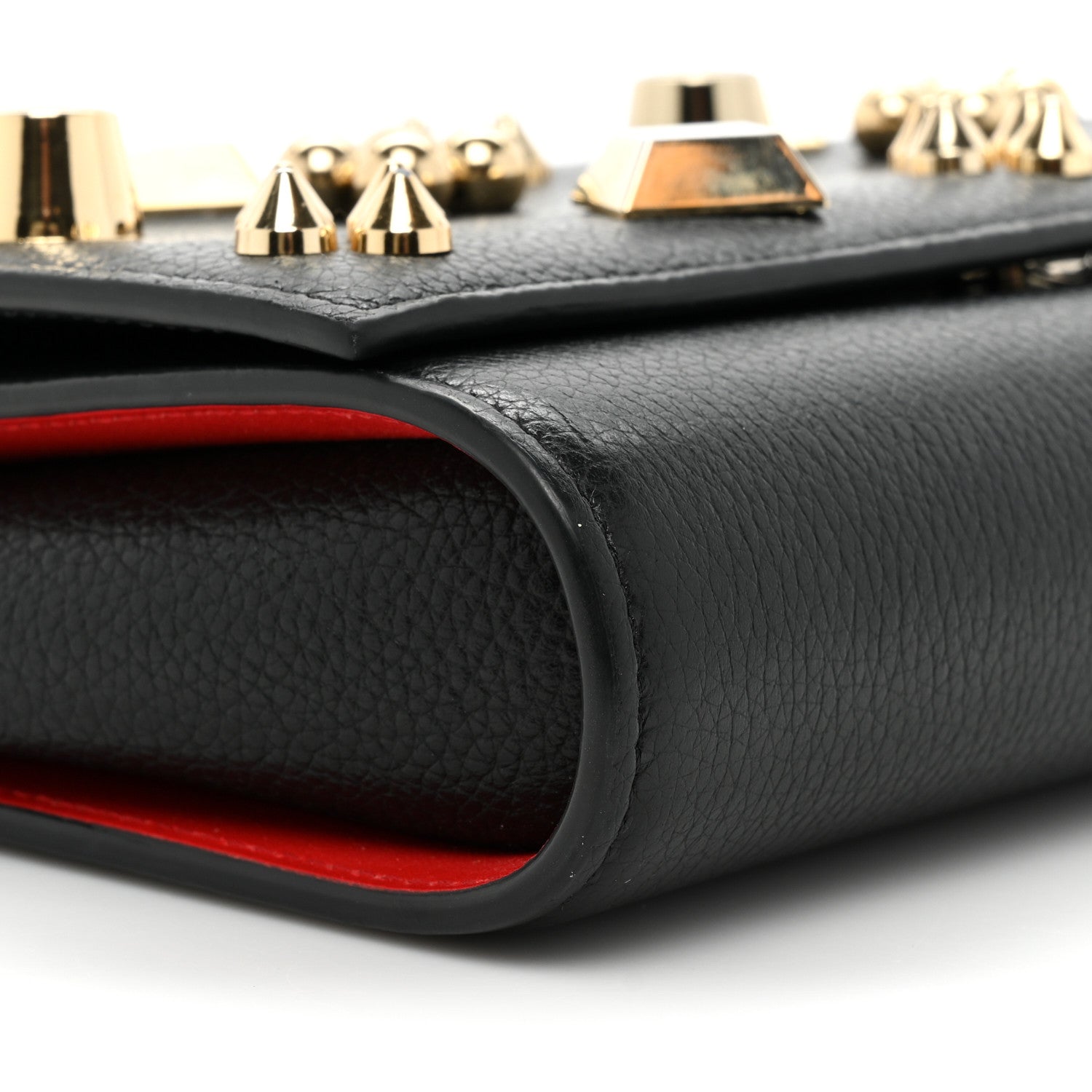 Christian Louboutin Calfskin Spikes Empire Paloma Clutch Black 10 of 14