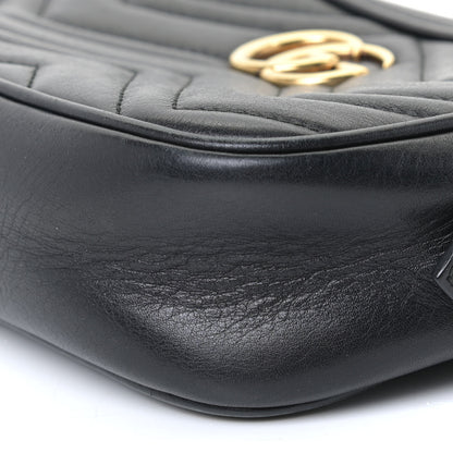 Gucci Calfskin Matelasse Mini GG Marmont Chain Shoulder Bag Black 6 of 9