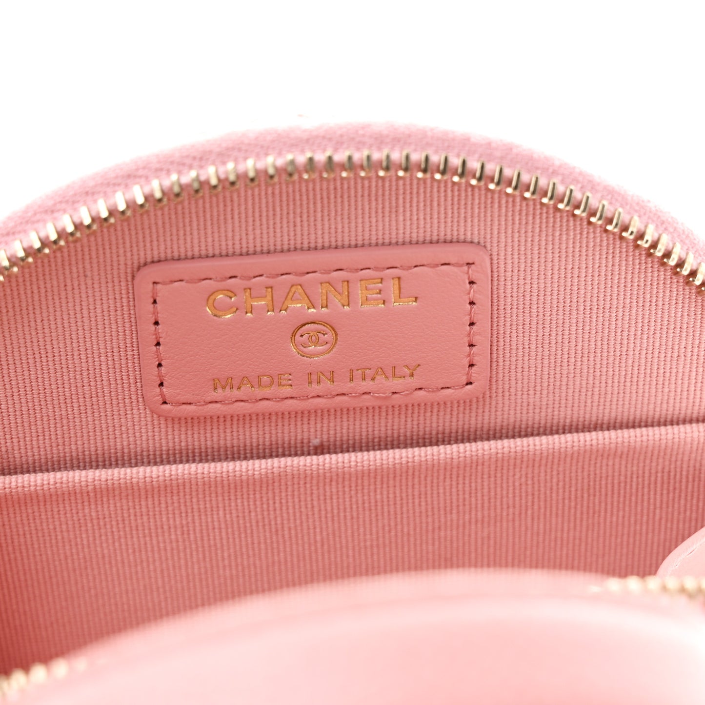 Caviar Quilted Round Handle With Care Vanity With Chain Pink