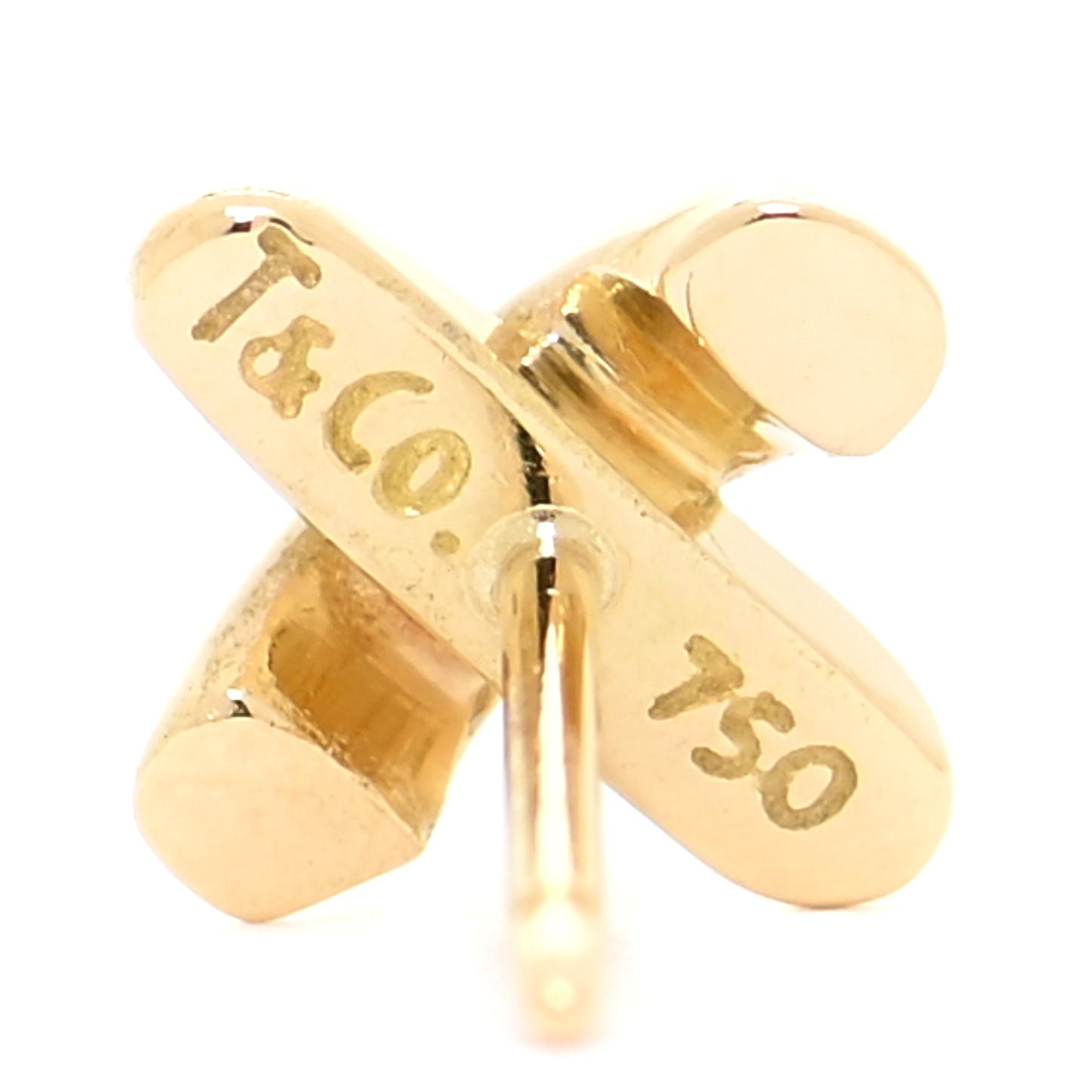 Tiffany 18K Yellow Gold 7.5mm Cross Stitch Earrings 5 of 6