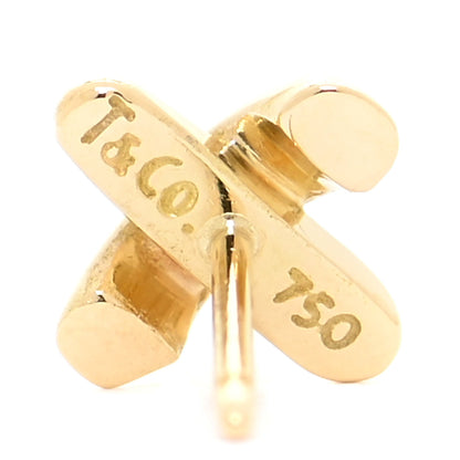 Tiffany 18K Yellow Gold 7.5mm Cross Stitch Earrings 5 of 6