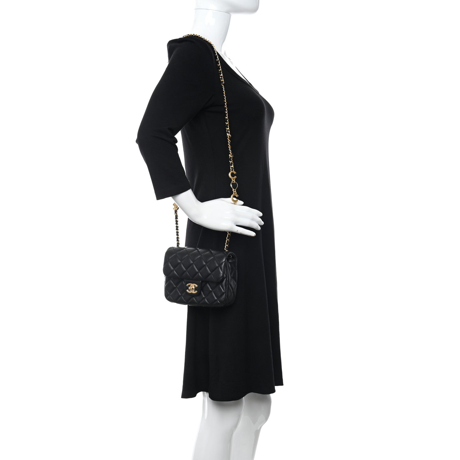 Chanel Lambskin Enamel Quilted Small Coco Hearts Flap Black 2 of 11