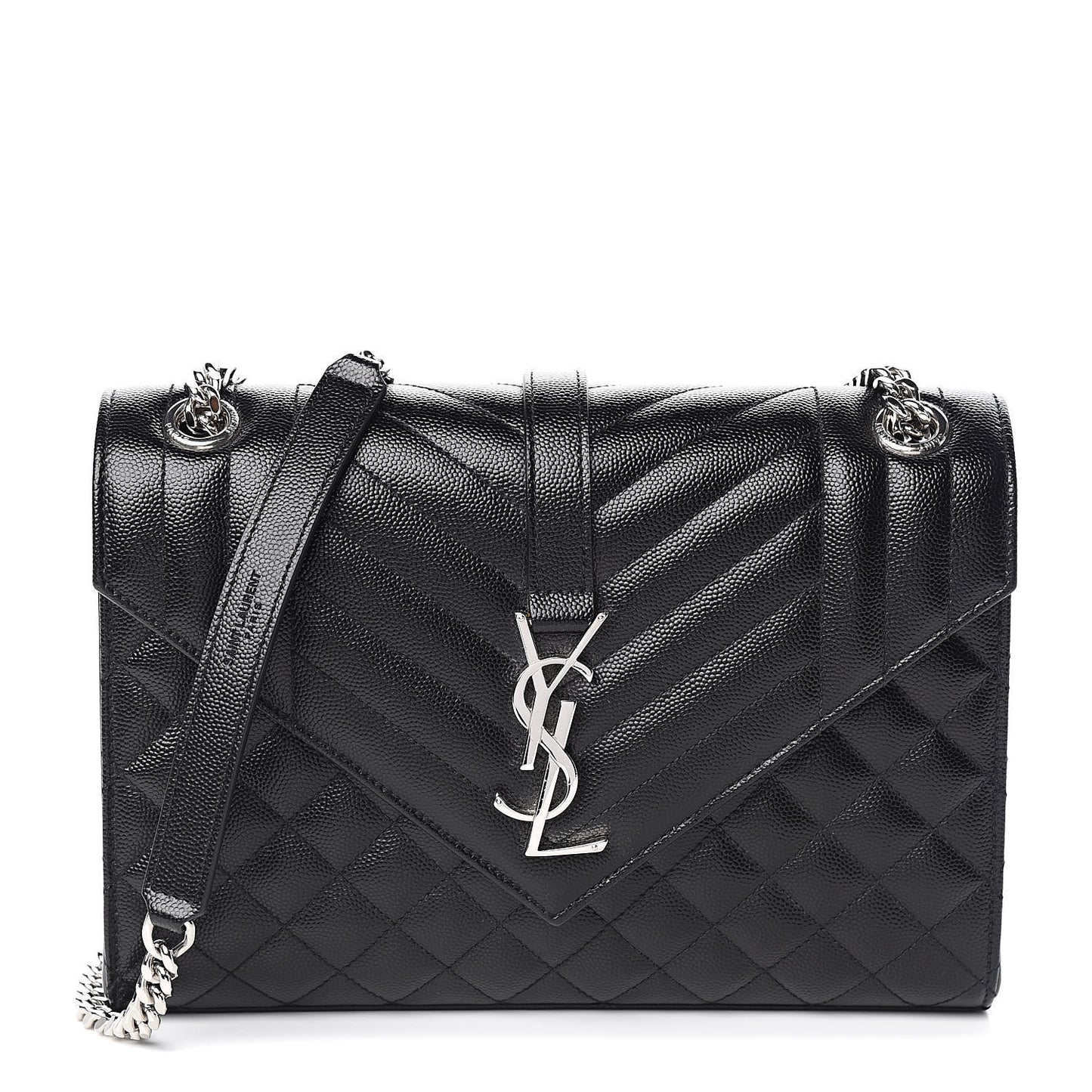 Grain De Poudre Textured Mixed Matelasse Triquilt Medium Monogram Satchel Black
