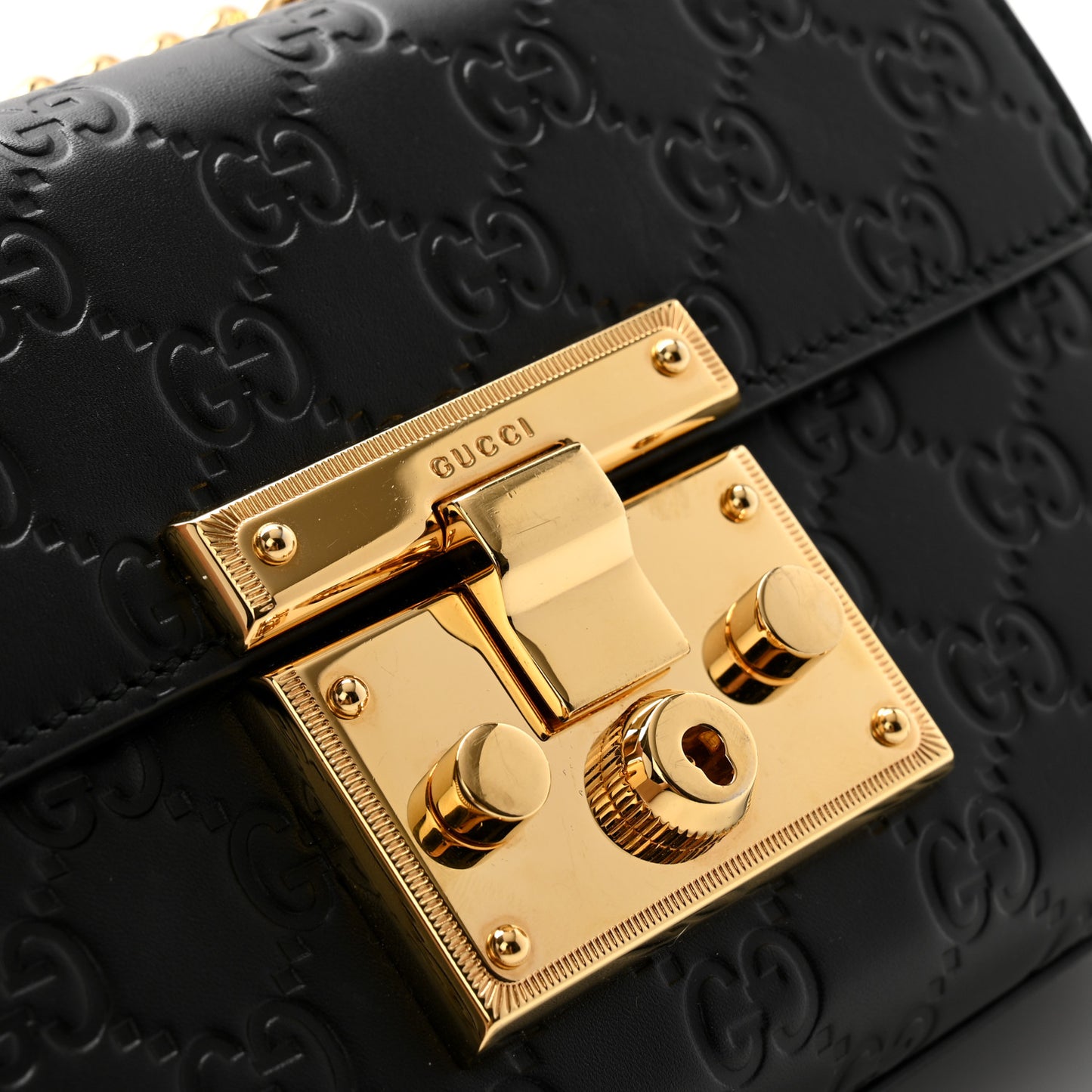 Guccissima Small Padlock Shoulder Bag Black