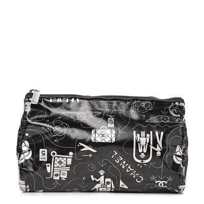 Chanel Coated Canvas Airline Cosmetic Pouch Black White 1 of 7