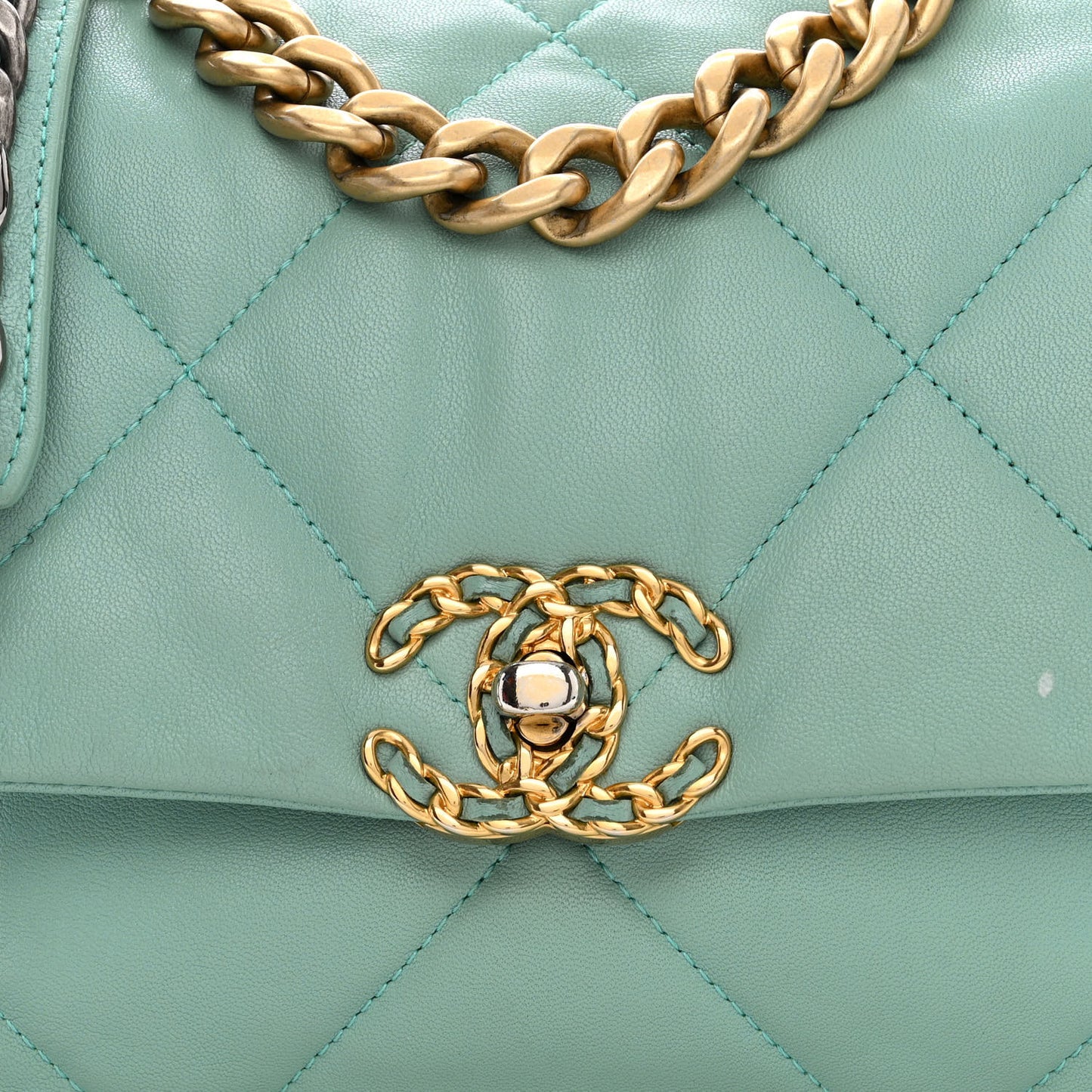 Goatskin Quilted Medium Chanel 19 Flap Light Blue