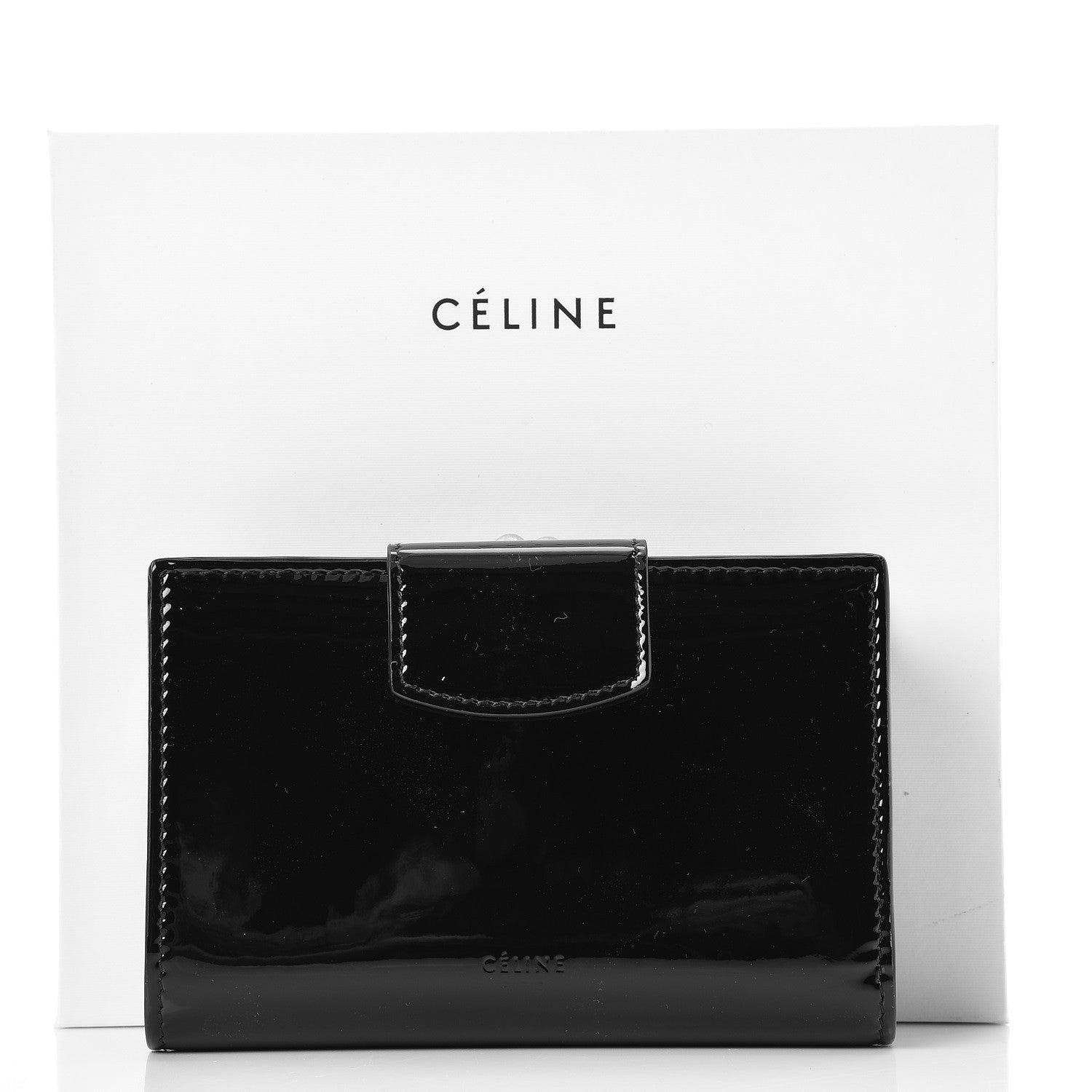 Celine Shiny Calfskin Medium Multifunction Purse Wallet Black 8 of 8