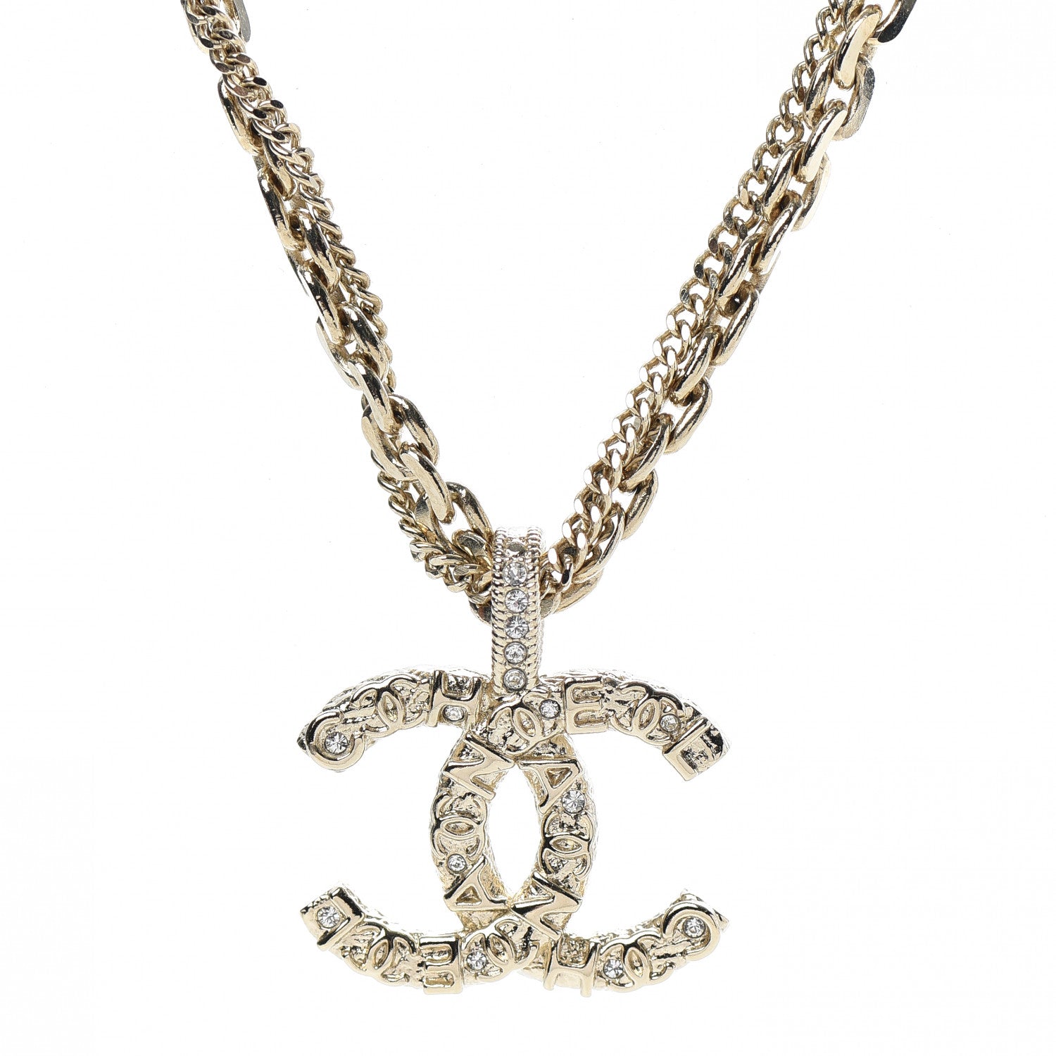 Chanel Crystal CC Multi Strand Chain Necklace Gold 4 of 6
