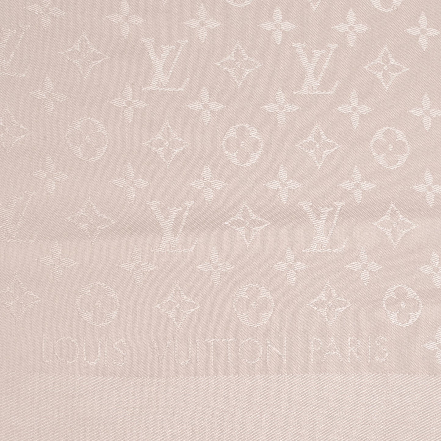 Silk Wool Monogram Shawl Greige