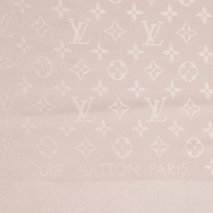 Louis Vuitton Silk Wool Monogram Shawl Greige 3 of 5