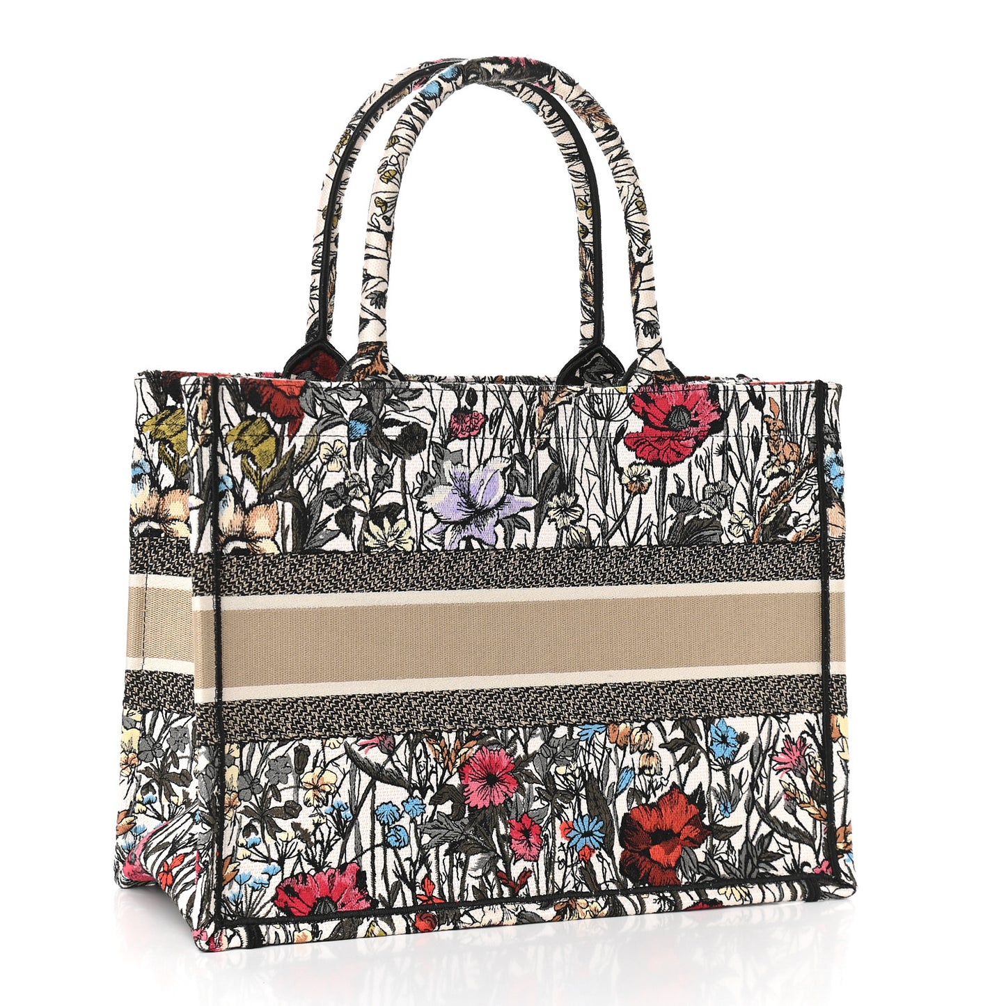 Canvas Embroidered Medium Mille Fleurs Book Tote Multicolor