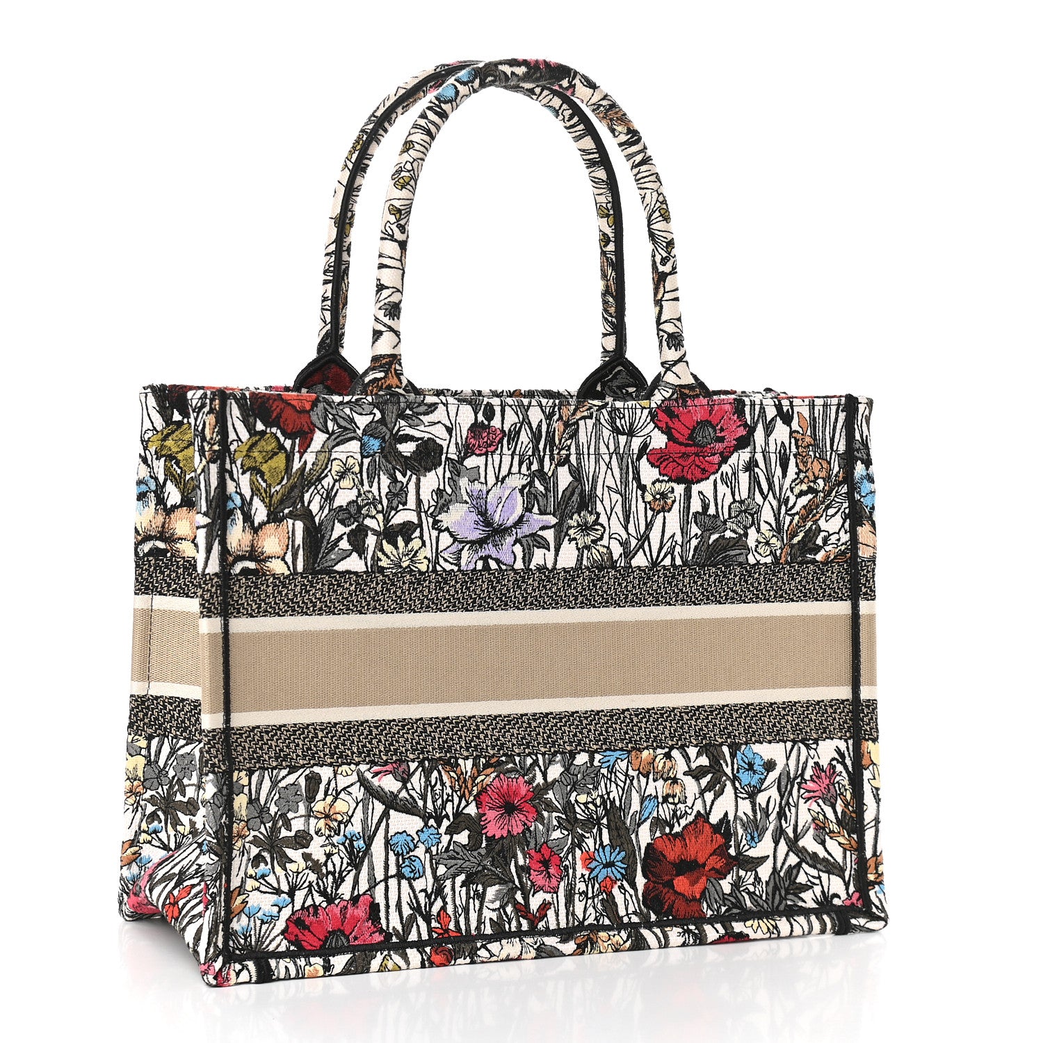 Christian Dior Canvas Embroidered Medium Mille Fleurs Book Tote Multicolor 4 of 10