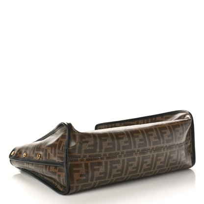 Fendi Glazed Fabric Vitello Century FF 1974 Stamp Patch Medium Peekaboo Defender Cover Mogano Panna Black 4 of 9