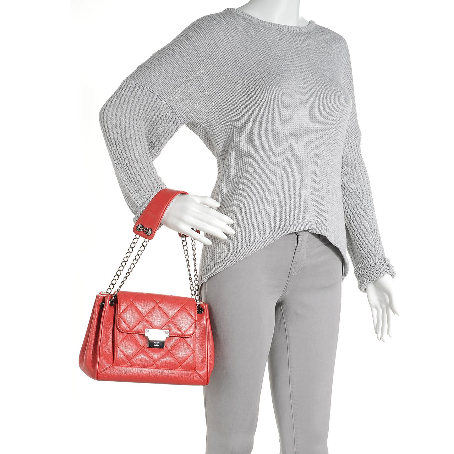 Caviar Small Accordion Flap Red