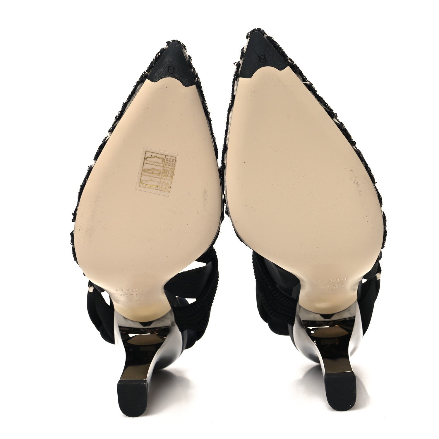 Fendi X JOSHUA VIDES Mesh Sequin Floral Embroidered Colibri 85mm Slingback Pumps 40 Black 5 of 8