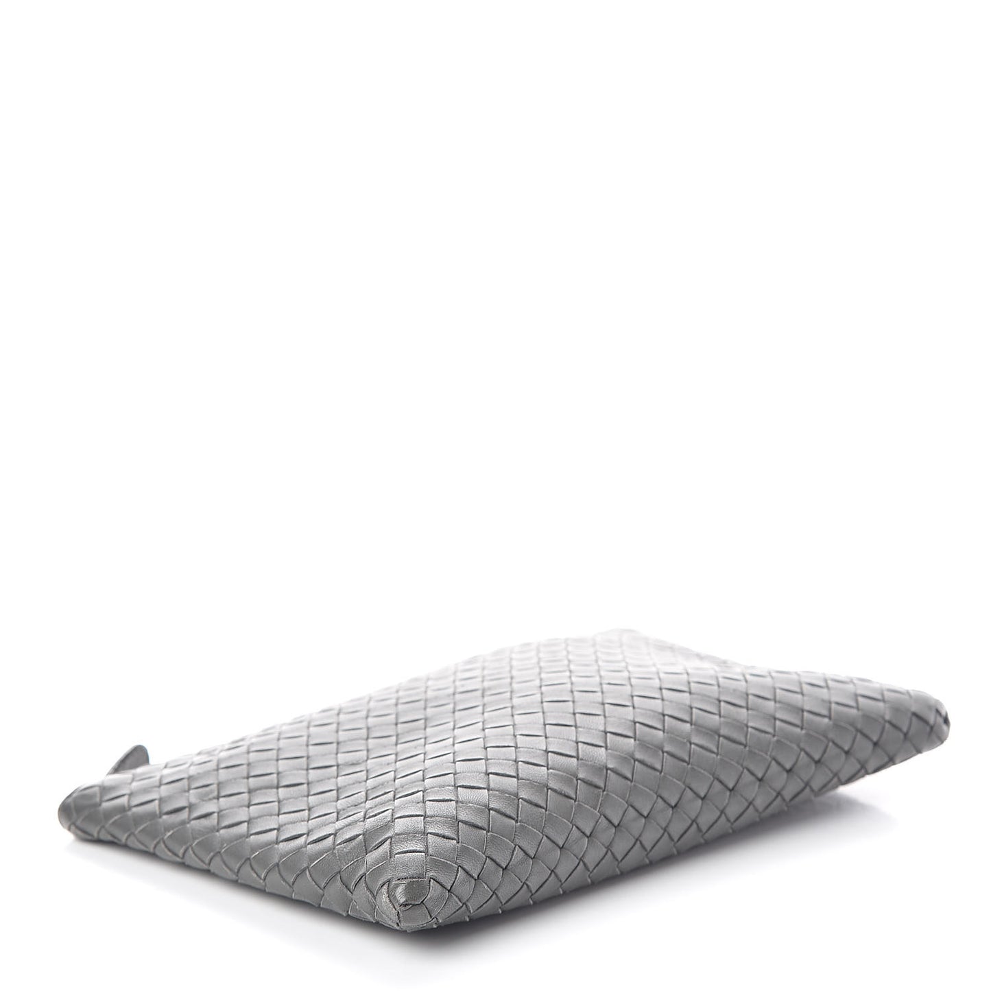 Nappa Intrecciato Flat Zip Pouch Light Grey