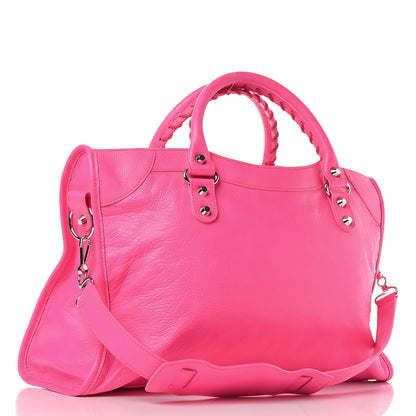 Balenciaga Agneau Classic Silver Hardware City Rose Fluo 3 of 7