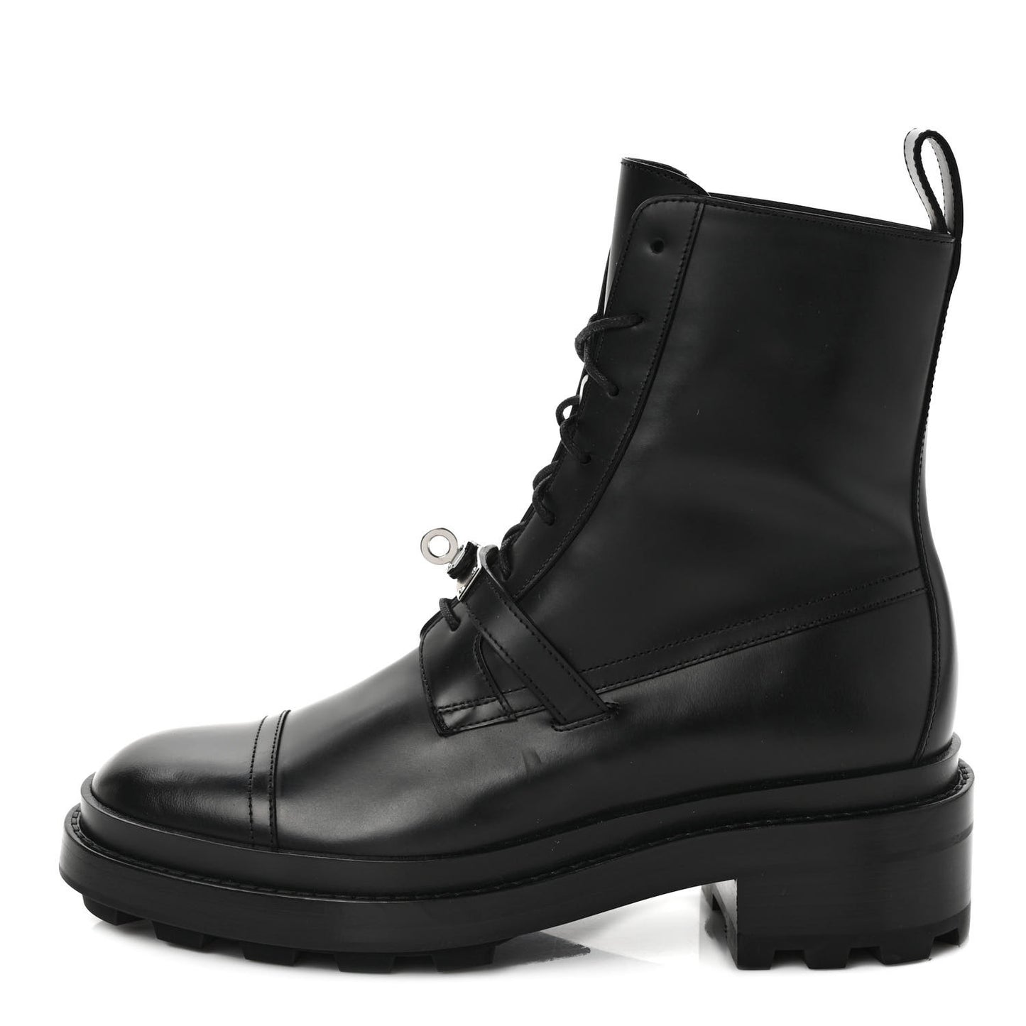 Glossed Calfskin Funk Ankle Boots 38.5 Black