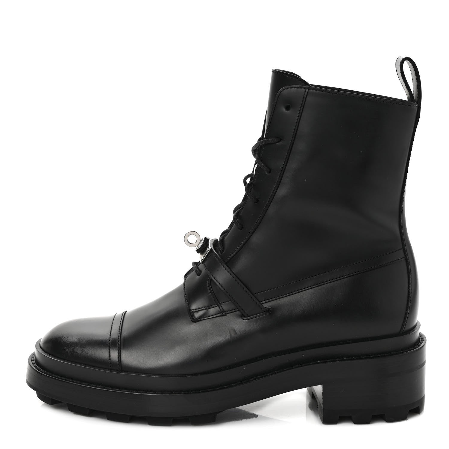 Hermes Glossed Calfskin Funk Ankle Boots 38.5 Black 1 of 8