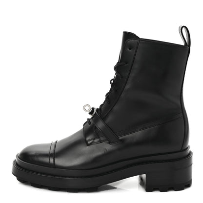 Hermes Glossed Calfskin Funk Ankle Boots 38.5 Black 1 of 8