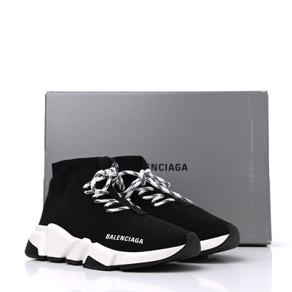 Balenciaga Recycled Knit Bi-Color Sole Womens Speed Lace Up Sneakers 36 Black White 8 of 8