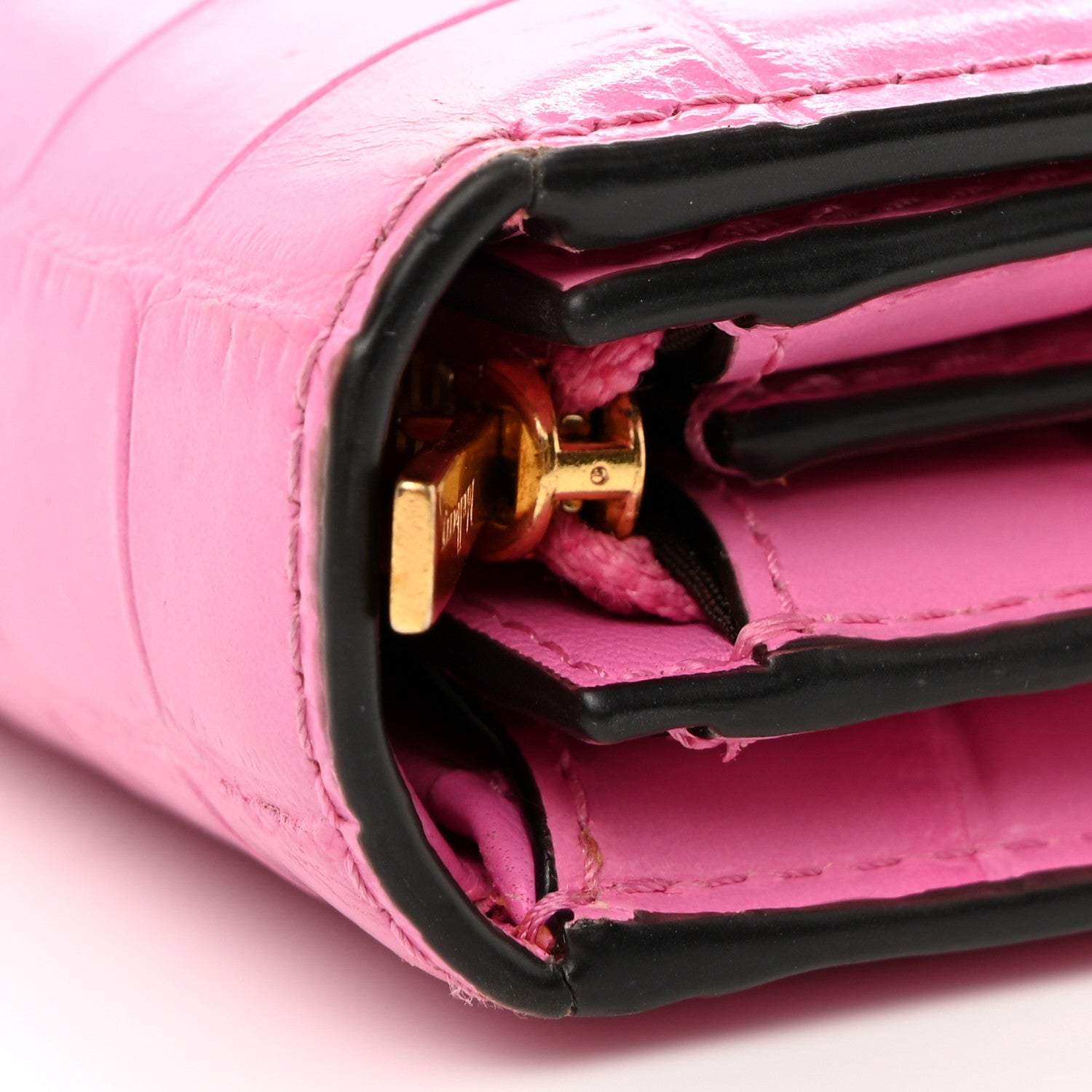 Mulberry Crocodile Embossed Calfskin Small French Continental Wallet Raspberry Pink 8 of 13