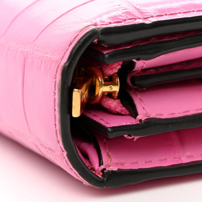 Mulberry Crocodile Embossed Calfskin Small French Continental Wallet Raspberry Pink 8 of 13